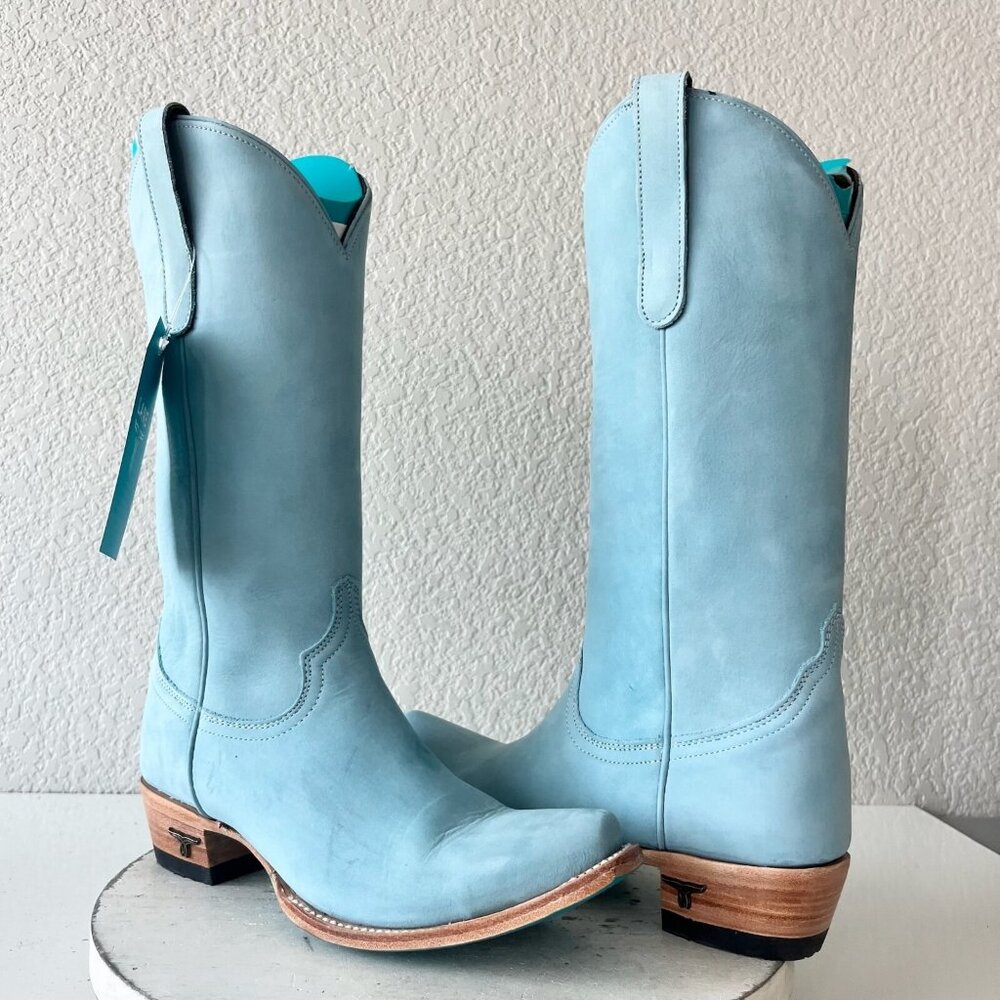 Women's Light Blue Heeled Cowboy Boots